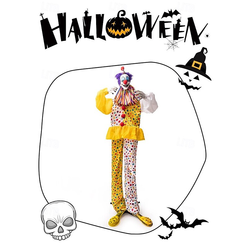 Halloween Electric Sensor Standing Clown Ornament Haunted House Party Glowing Swinging Decorative Prop4