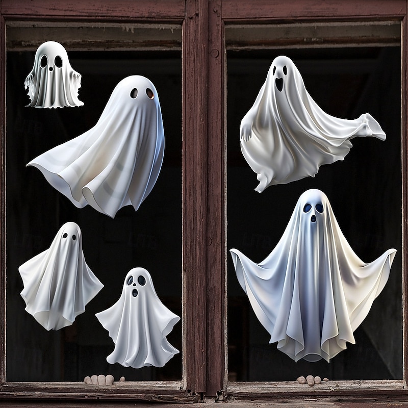 Halloween Ghost Window Clings for Glass Windows Cute White Little Ghost Double Sided Window Stickers Halloween Window Clings for School Home Office Decoration Party Supplies