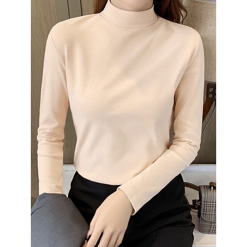 Women's Blouse Floral Stylish Basic Casual Long Sleeve High Neck Regular Tops Daily Black White Yellow Pink Brown Fall Winter2