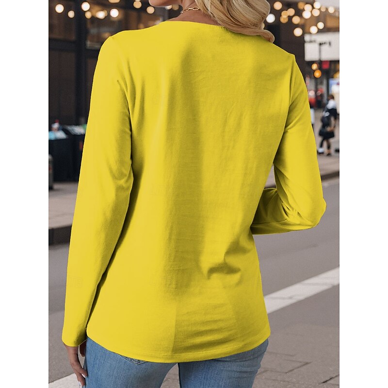 Women's T shirt Long Sleeve Crew Neck Long Sleeve Tunic Graphic Letter Vintage Stylish Round Neck Regular Tops Daily Weekend Print White Yellow Pink Blue Green Fall Prefall2