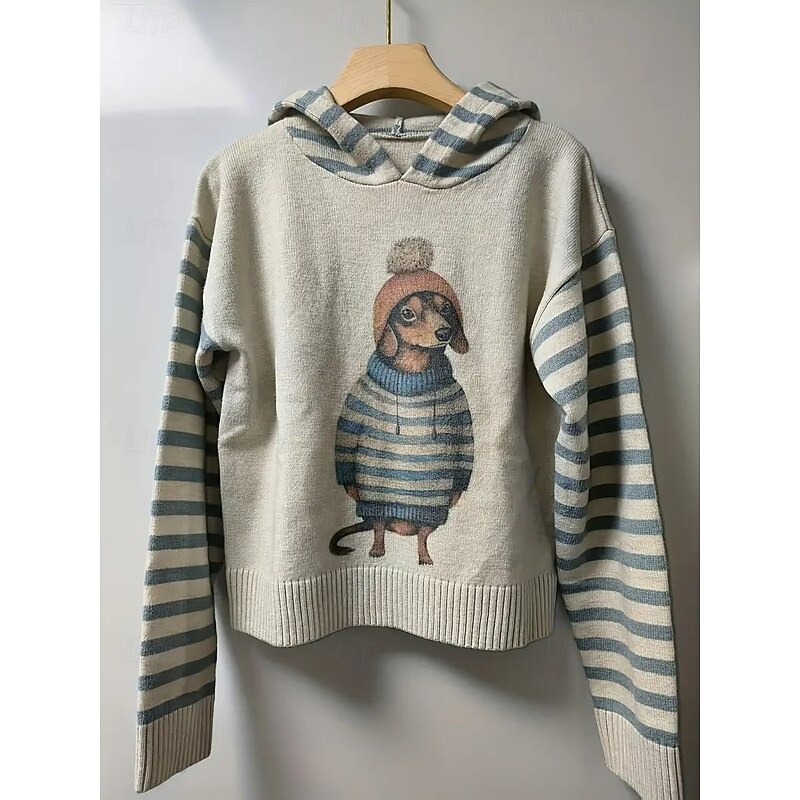 Women's Pullover Hoodie Sweatshirt Floral Striped Streetwear Casual Long Sleeve Hooded Regular Tops Street Holiday Going out Patchwork Print Black Red Blue Orange Green Fall Winter4