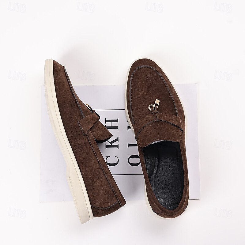 Men's Brown Suede Loafers with Metal Bit Detail – Comfortable Business Casual Shoes for Work, Dinners and Fall Dressing4