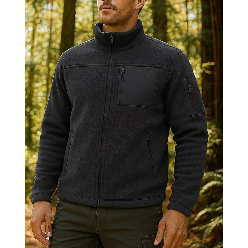 Men's Hiking Jacket Fleece Jacket Winter Outdoor Thermal Warm Top Black Green Coffee Grey4