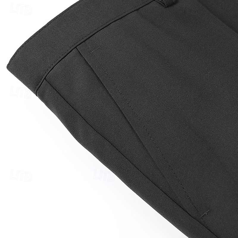 Men's Dress Pants Tapered pants Trousers Suit Pants Pocket Plain No-Iron Full Length Party Business Daily Fashion Streetwear Black Navy Blue Inelastic3
