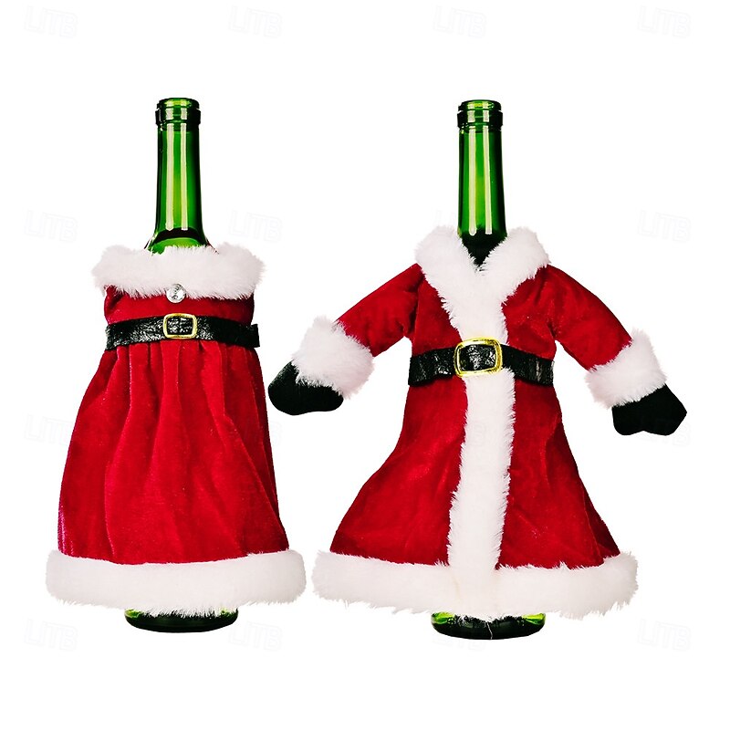 Christmas Decorative Christmas Dress Wine Bottle Cover Creative Holiday Red Wine Sleeve Festive Home Dining Table Decoration Perfect for Seasonal Celebration4