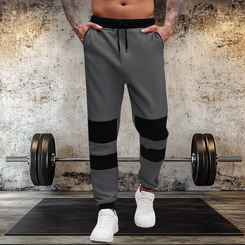 Men's Sweatpants Joggers Trousers Casual Pants Drawstring Pocket Elastic Waist Color Block Moisture Wicking Breathable Full Length Outdoor Daily Streetwear Fashion Classic Style Red Gray Micro-elastic