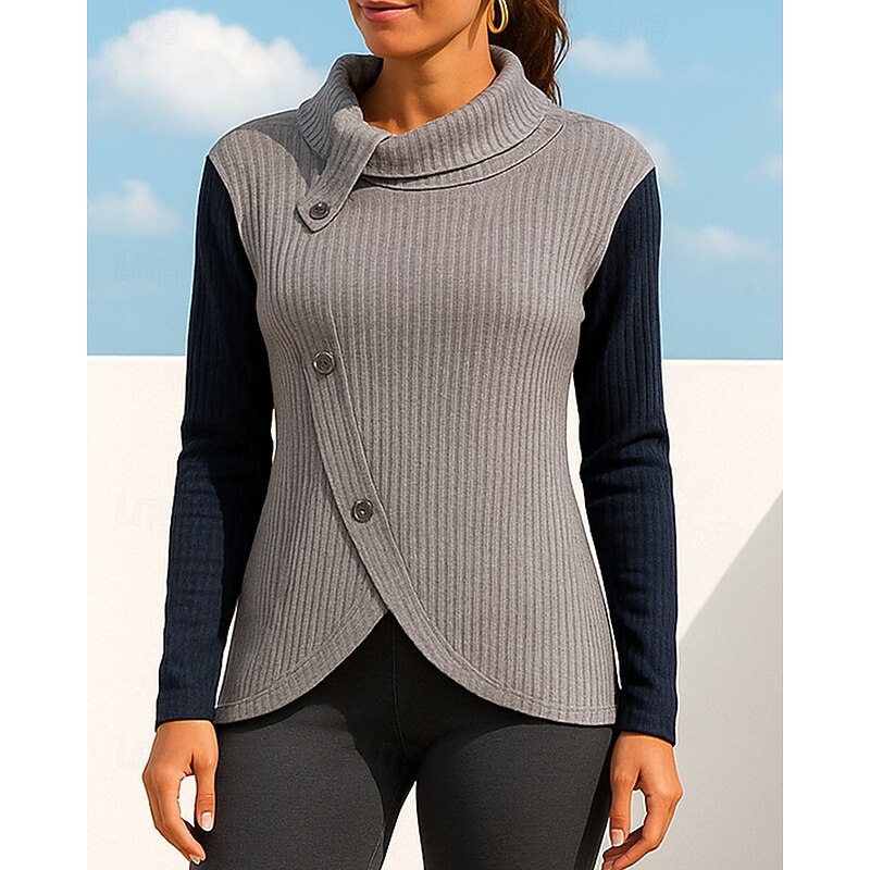 Women's Pullover Sweatshirt Casual Tops Buttons Sleeveless Top Athleisure Fall Solid Colored Fashion Workout Outdoor Training Sportswear Activewear Gray3