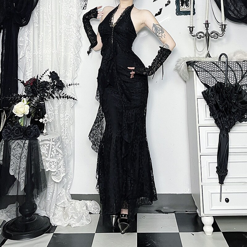 Women's Long Dress Maxi Dress Party Dress Summer Dress Fashion Modern Daily Evening Party Weekend Regular Fit Plain Sleeveless Halter Neck Black Summer Spring3