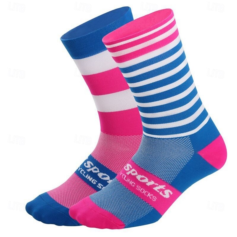 Socks Cycling Socks Bike Socks Sports Socks Athletic Socks Camping / Hiking Hiking Outdoor Exercise Bike / Cycling High Elasticity Comfortable Breathable 1 Pair Stripes Curve Letter & Number Nylon4