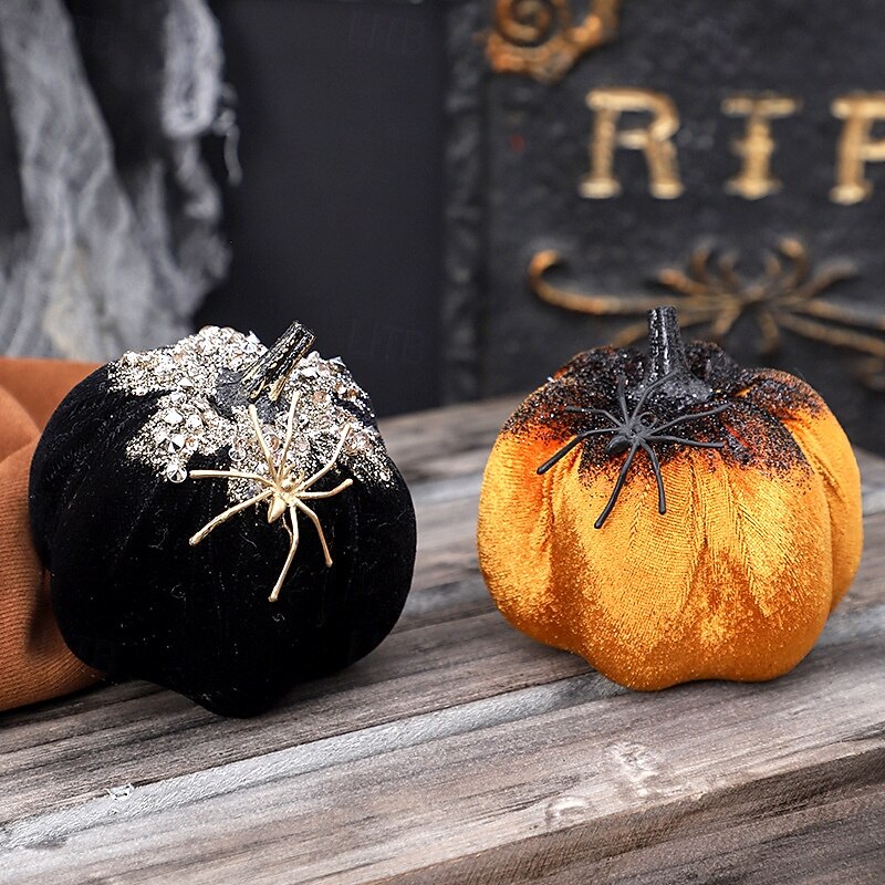 Halloween Nordic Style Fake Spider Pumpkin Figurine Nordic Halloween Decoration, Realistic Autumn Ornament, Holiday Gift for Home