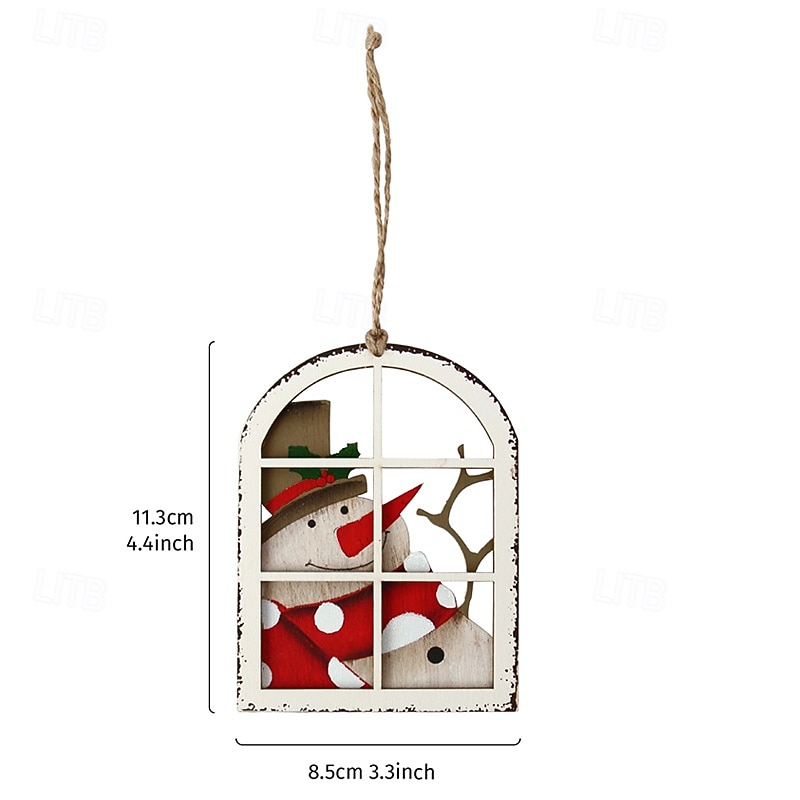 1pc Christmas Wooden Ornament 5.8 Inch Santa Claus and Snowman Wooden Printed Hanging Sign Cozy Indoor Christmas Decoration for Holiday Decor and Gifts3