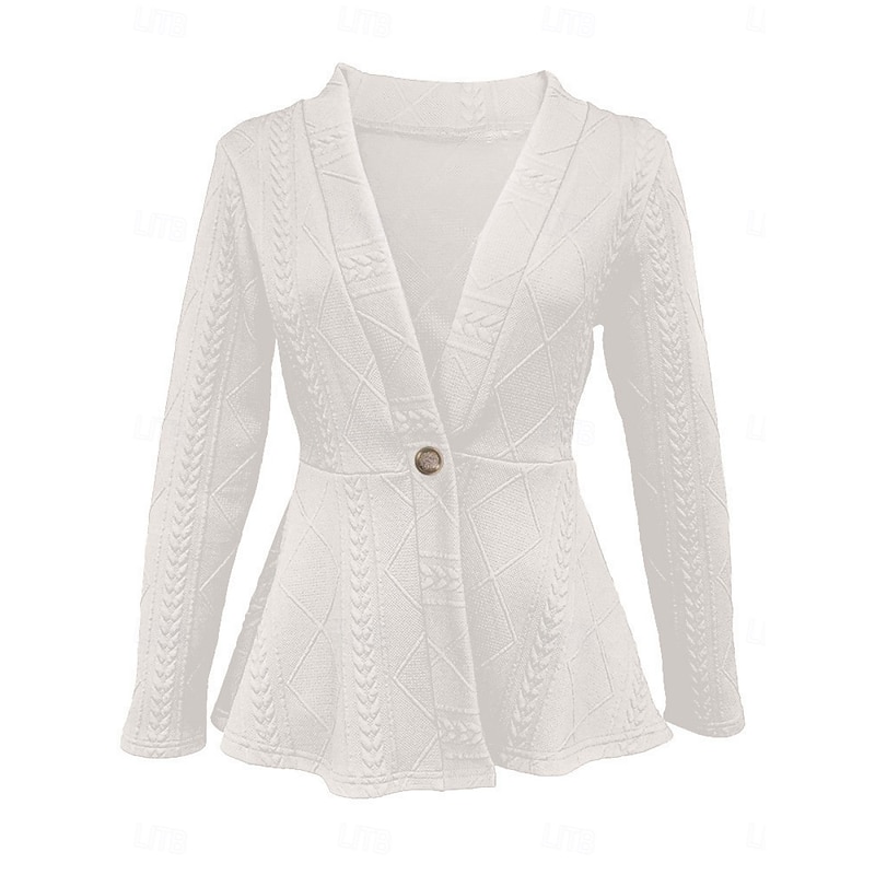 Women's Winter Coat Comfortable Breathable Buttons Fashion Daily Plain Outdoor Casual Daily Single Breasted Regular V Neck Regular Fit Long Sleeve Outerwear Black White Pink Spring Fall4