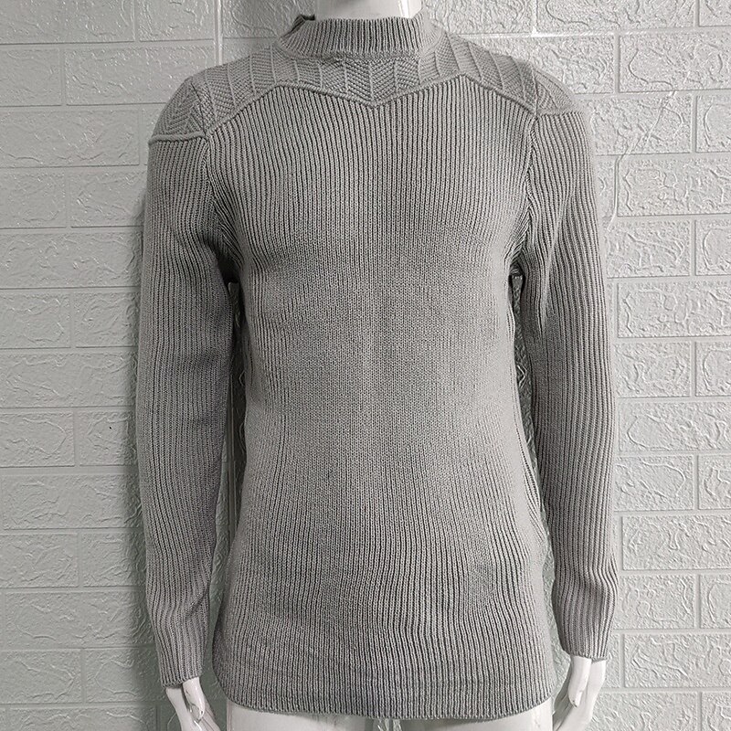 Men's Pullover Sweater Jumper Knit Sweater Ribbed Knit Regular Tops Knitted Plain Crew Neck Fashion Basic Vacation Daily Wear Clothing Apparel Fall Winter Black Gray S M L2