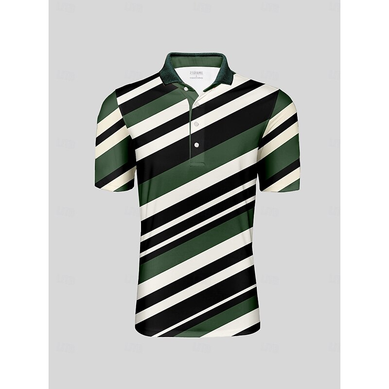 Men's Golf Polo Shirt Dark Green Short Sleeve Top Golf Attire Clothes Outfits Wear Apparel