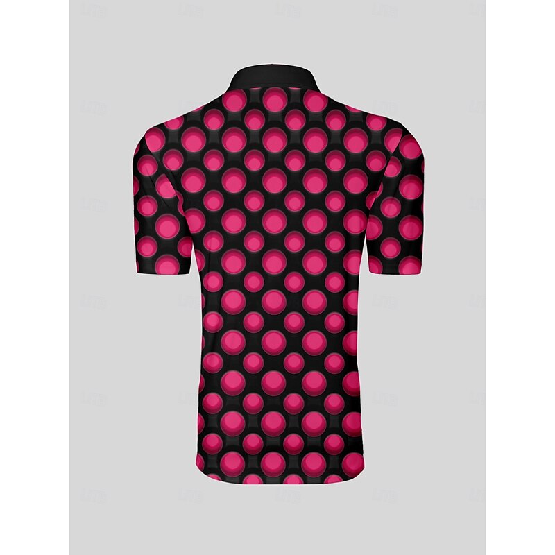 Men's Golf Polo Shirt Fuchsia Short Sleeve Top Golf Attire Clothes Outfits Wear Apparel3