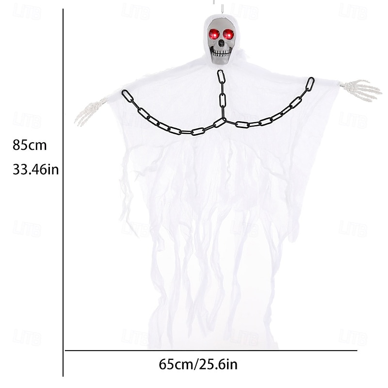 2 Pcs 85cm Halloween decoration chains hanging ghosts, skulls, gauze, grimace, glowing sound, indoor and outdoor courtyard gatherings, terrifying and eerie atmosphere, decorative lights4
