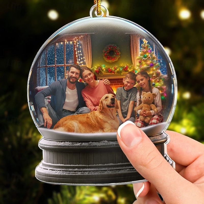 Personalized Family Photo Christmas Ornaments Custom Goube Acrylic 2D Christmas Gift Idea For Family/Couple Xmas Tree Ornaments Decoration Hanging Pendant