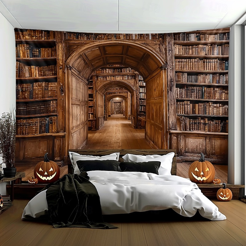 Tapestry Blanket Wall Hangings Bookshelf Vintage 3D Bedroom Living Room Dorm Shooting Backgrounds Home Decor4