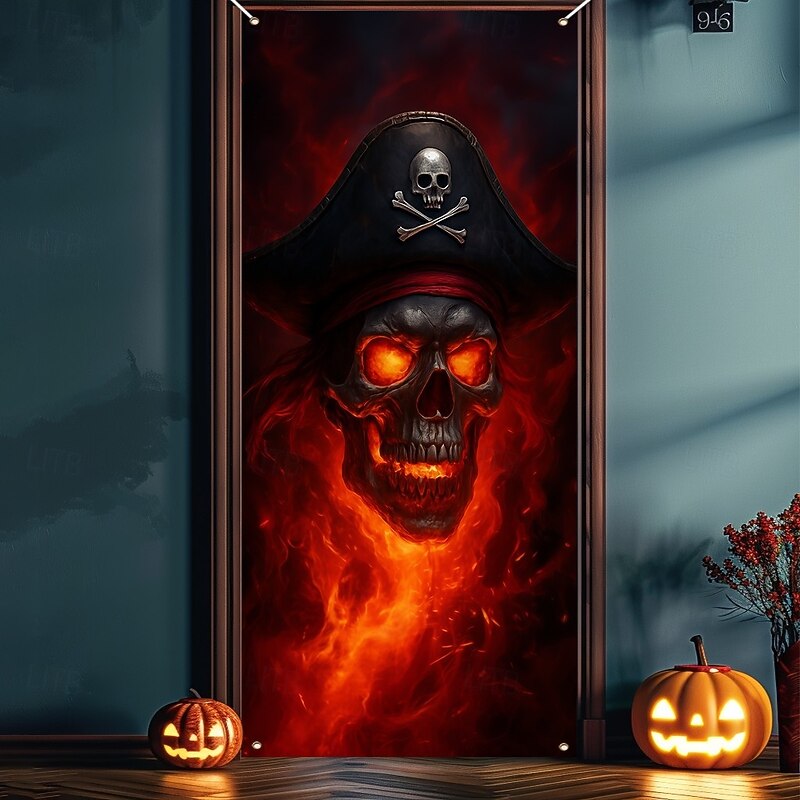 Halloween Door Covers Door Tapestry Door Curtain Decoration Backdrop Door Banner for Front Door Farmhouse Holiday Party Indoor Outdoor Decor Supplies3