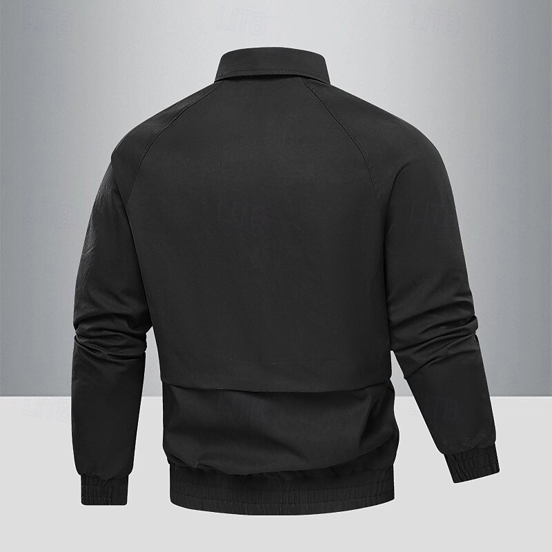 Men's Jacket Casual Jacket Outdoor Vacation Warm Zipper Pocket Fall Winter Plain Fashion Streetwear Standing Collar Regular Black Brown Beige Jacket3