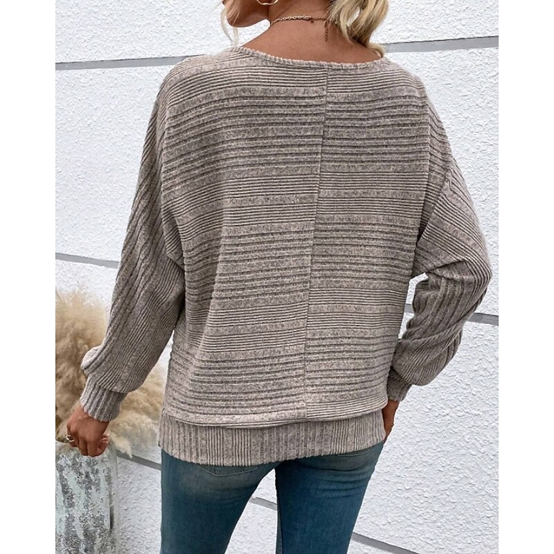 Women's Texture Blouse Blouse Plain Modern Casual Long Sleeve Crew Neck Regular Tops Daily Holiday Going out Black Wine Navy Blue Light Grey Gray Fall3