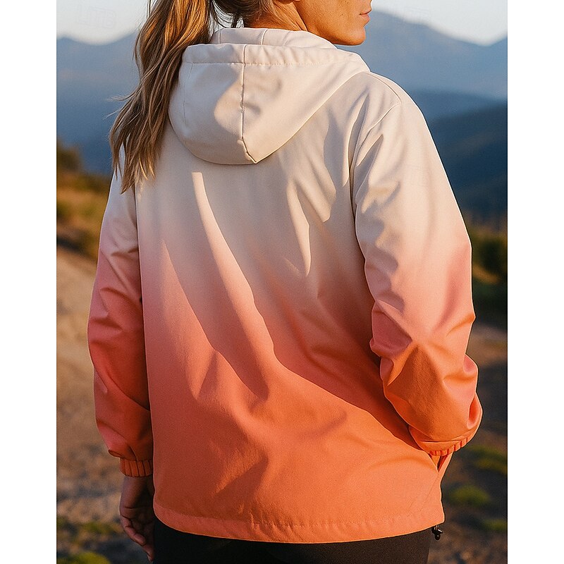 Women's Windbreaker Softshell Jacket Hiking Jacket Outdoor Waterproof Windproof Hiking Outfits Hiking Clothes Spring Autumn / Fall Top Camping / Hiking / Caving Running Gradient Black White Pink2