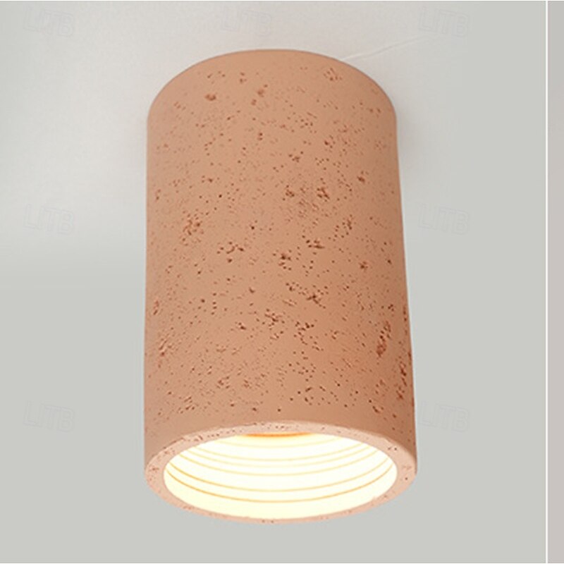 Modern Minimalist Concrete Ceiling Light Fixture Flush Mount LED Ceiling Lamp for Living Room, Bedroom, Hallway Wabi-Sabi Style Cement Cylinder Spotlight Warm White4