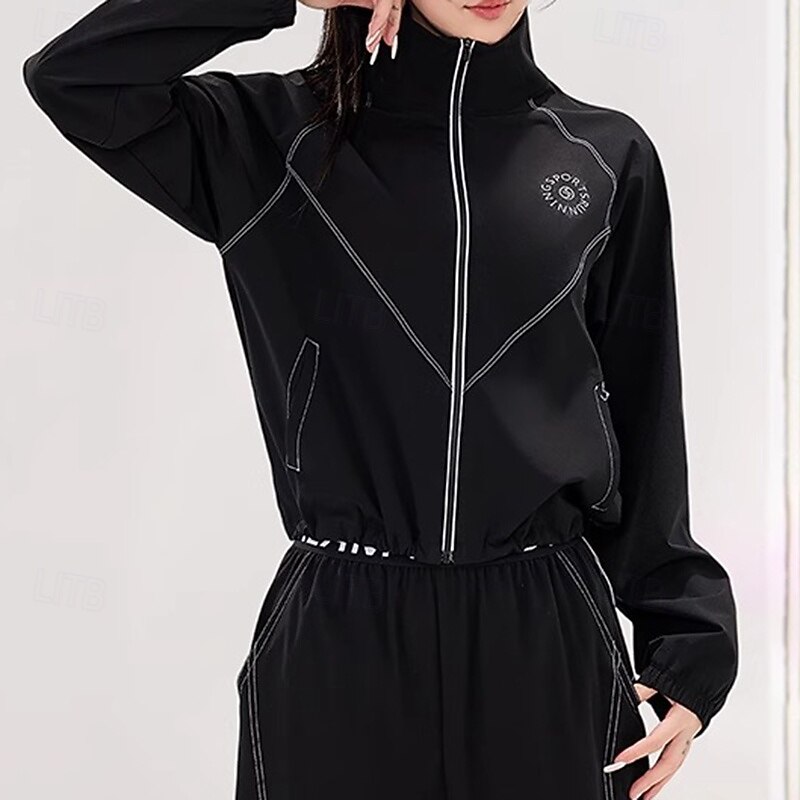 Women's Workout Jacket Quick Dry Long Sleeve Sports Solid Color Top For Gym Zumba Running Loose Fit Activewear2