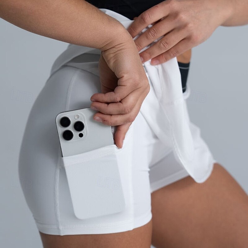 Women's Solid Colored Tennis Skirts Side Pockets Moisture Wicking Breathable Tennis Pickleball Running Bottoms Black White Blue Tennis Clothing4