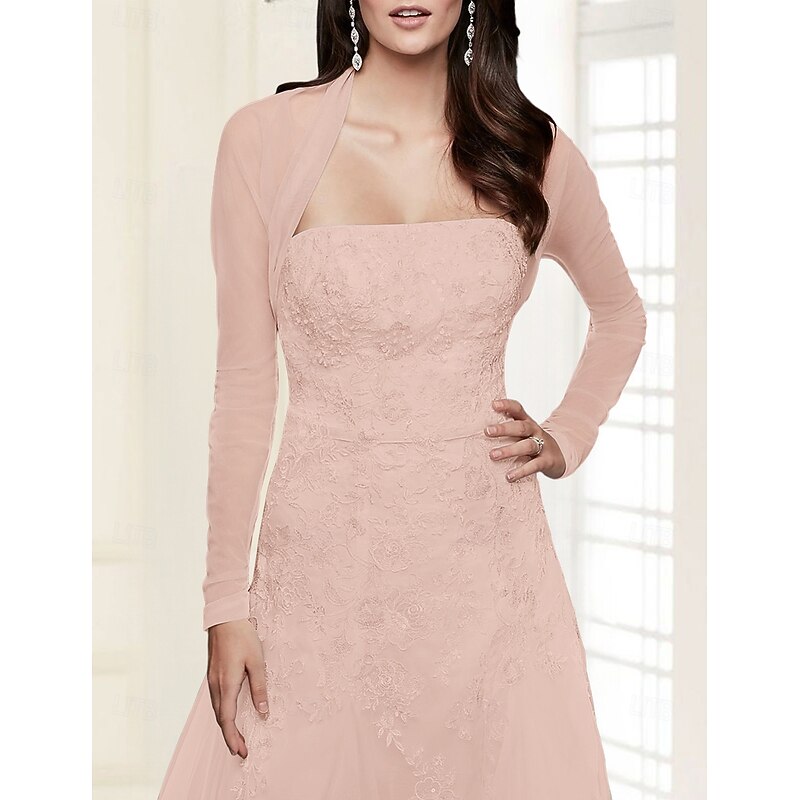 Shawls Women's Wrap Bridal's Wraps Pure Bridal Long Sleeve Tulle Wedding Wraps With Pure Color For Wedding Fall dress to impress3