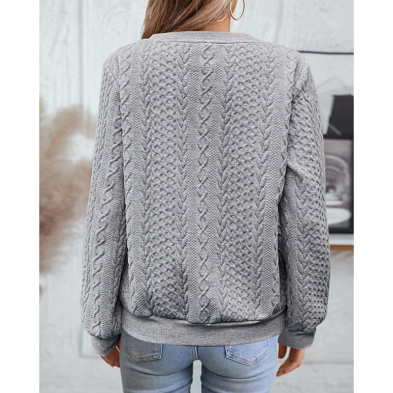 Women's Texture Sweatshirt Sweatshirts Zip Up Sweatshirts Plain Streetwear Casual Comfy Long Sleeve High Neck Regular Tops Street Holiday Going out Half Zipper Quarter Zipper Quarter Zip White Pink2