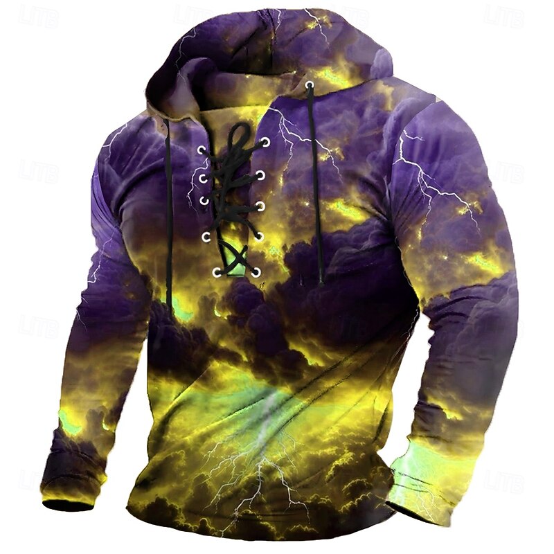 Men's Hellfire Flames 3D Flame Hoodie Sweatshirt Fashion Cool Long Sleeve Round Neck Party Travel Streetwear Yellow Red Drawstring Fall Winter Designer2