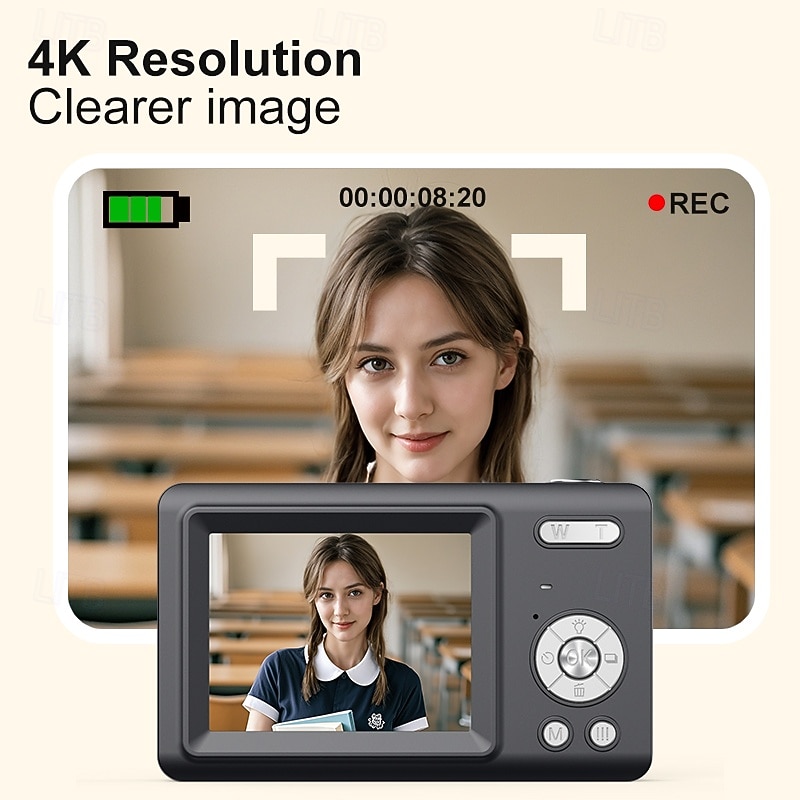 4K Digital Camera 48 Megapixels HD Photography Travel Selfie Camera 2.4 Inch Screen Anti Shake 16X Zoom Student Selfie Mini Camera3