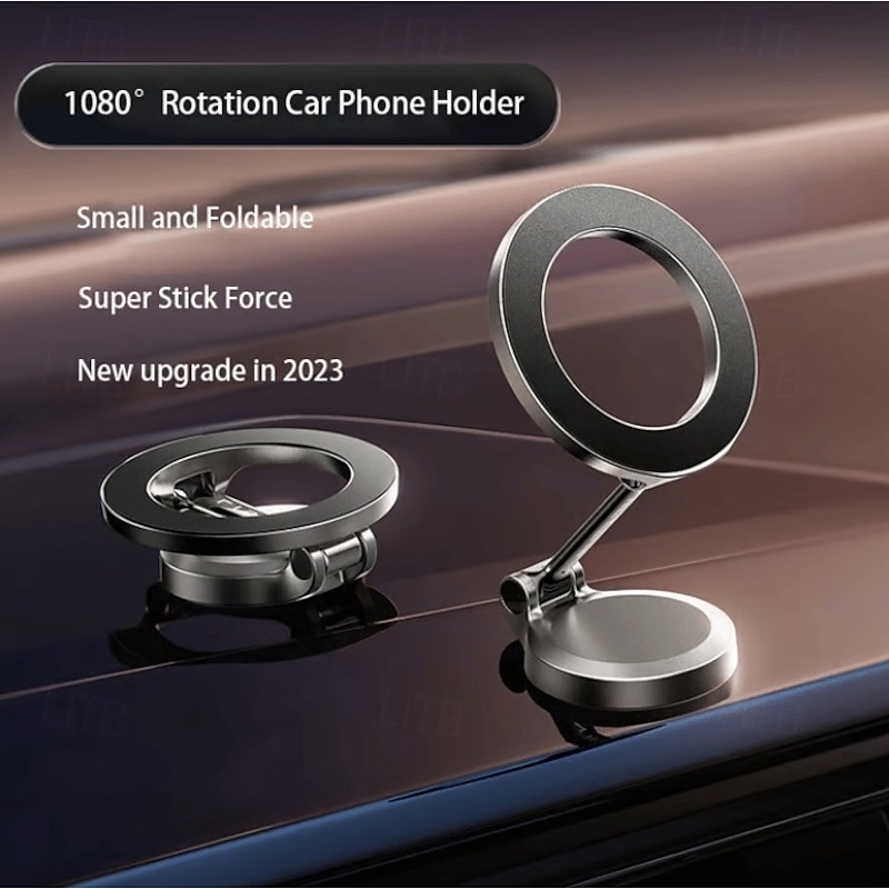 Ultra Magnetic Car Phone Holder Multifunction 360 Degree Rotating Vacuum Magnetic Suction Cup Foldable Car Mount Stand for Mobile Phone GPS Navigation Accessory