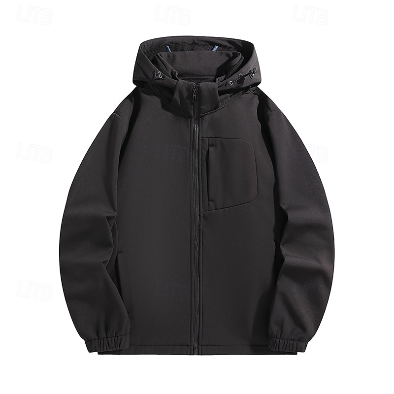 Men's Jacket Casual Jacket Outdoor Vacation Warm Zipper Pocket Fall Winter Plain Fashion Streetwear Standing Collar Regular Black Orange Army Green Gray Jacket