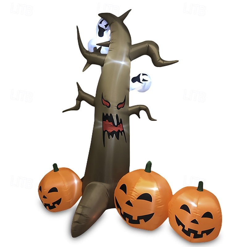 1 Pc 2.4M/8FT Halloween Pumpkin Ghost Tree LED Luminous Inflatable Air Model Indoor and Outdoor Courtyard Garden Lawn Party Halloween Festival Atmosphere Decorative Light EU/US/UK/AU Plug4