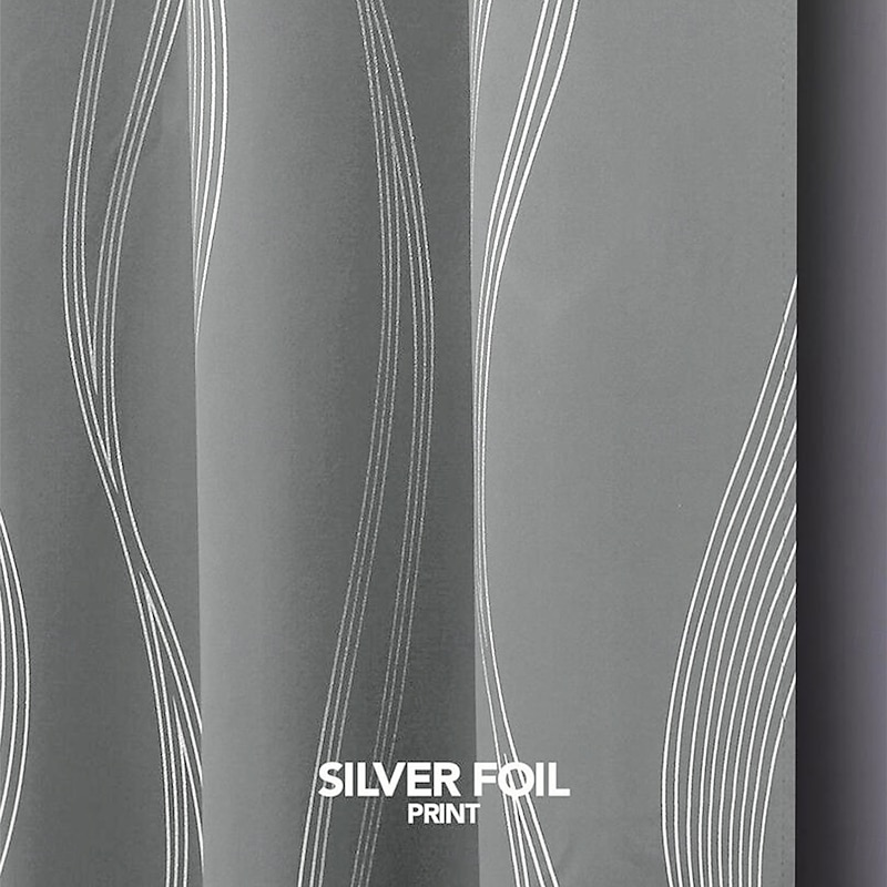 Silver Foil Wave Blackout Curtains for Living Room, High-Density Thermal Insulated Drapes, Sun-Blocking, Heat-Reducing Window Panels, Modern Home Decor2