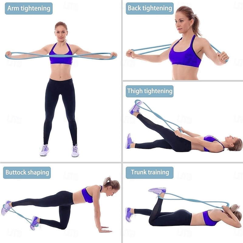 3pcs Figure 8 Exercise Resistance Bands with Handles for Women Men Arms Shoulders Back Legs Keep Shaped, Full Body Fitness Workout Yoga Pulling Rope for Home Gym, 15/25/35 Lbs Elastic Set4