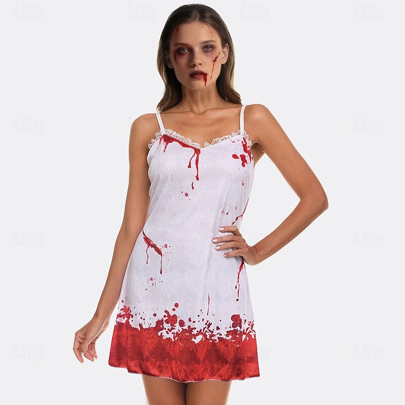 Zombie Ghost Bride Prom Queen Halloween Dress Fancy Costume Horror Scary Costume Adults' Women's Halloween Carnival Performance Party Easy Halloween Costumes Dress Up3