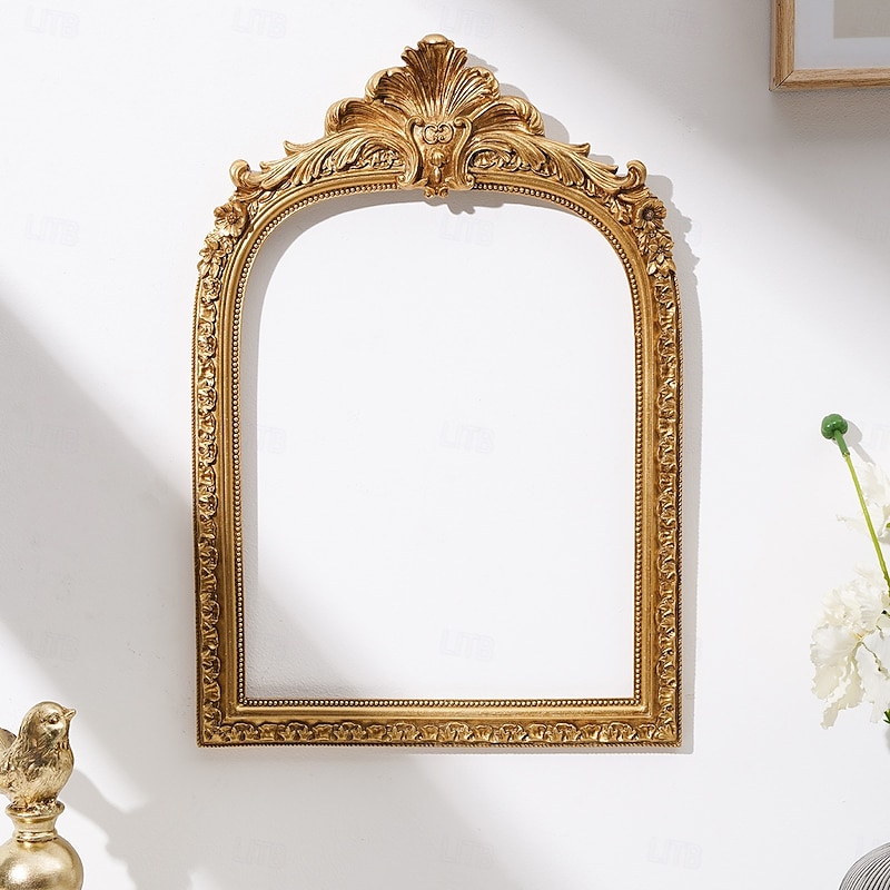 Vintage Gold 3D Floral Arch Resin Frame – European Style Decorative Wall Hanging for Home Art, Photography Props, Cabin Decor, and Festive Ambiance