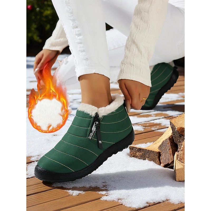 Women's Burgundy Waterproof Winter Ankle Boots with Faux Fur Lining – Warm Slip-On Snow Shoes for Cold Weather & Outdoor Wear4