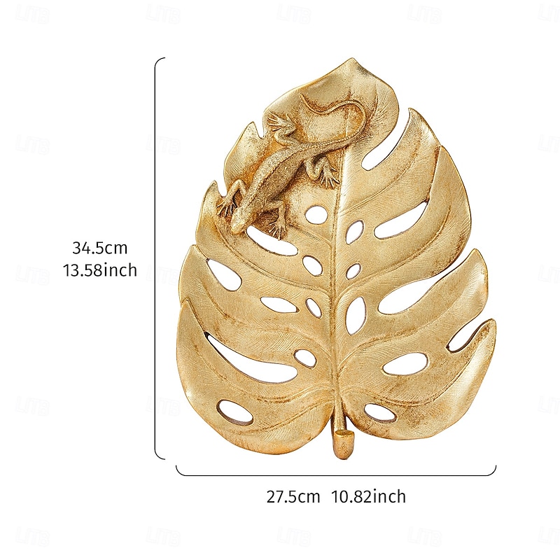 Gold Monstera Leaf Decorative Wall Hanging – European Vintage Style Home Decor for Holidays, Hotels & Photography Props2