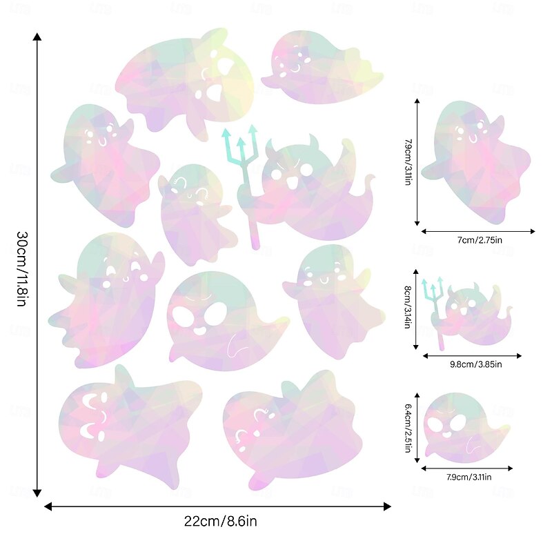 Halloween Suncatcher Window Cling Wall Sticker, Cute Cartoon Ghost Glass Stickers, Removable Static Clings for Shop Window Decoration Halloween Party Home Decor3