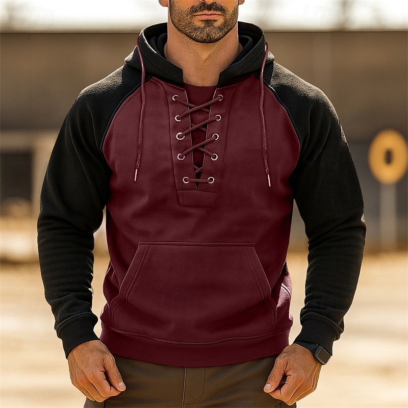 Men's Hoodie Tactical Hoodie Black Army Green Burgundy Navy Blue Khaki Hooded Plain Drawstring Zipper Sports & Outdoor Casual Daily Streetwear Cool Sportswear Spring &  Fall Clothing Apparel Hoodies2