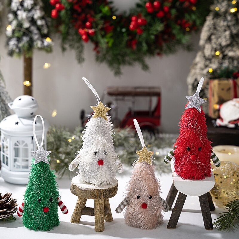 Christmas Plush Tree LED Decoration, Creative Light-Up Hanging Decoration, Mini Tree Doll with Lights, Holiday Decor4