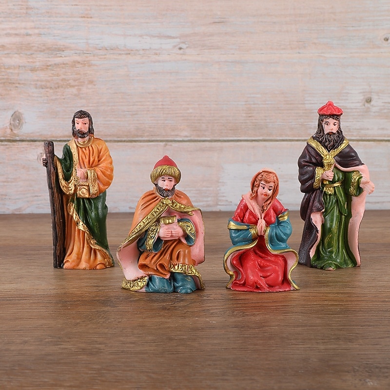 10pcs Christmas Nativity Scene Figurines Set, Resin Holy Family Mary, Joseph, Baby Jesus, Religious Christmas Decor, Nativity Manger Figurines2