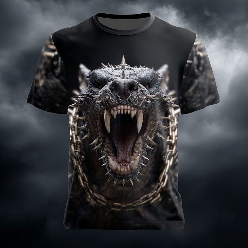 Halloween Men's Optical Illusion 3D T Shirt Short Sleeve T shirt 3D Print Crew Neck Shirt Exaggerated Designer Horror Party Street Holiday Red Green Dark Gray Summer Spring All Seasons Clothing