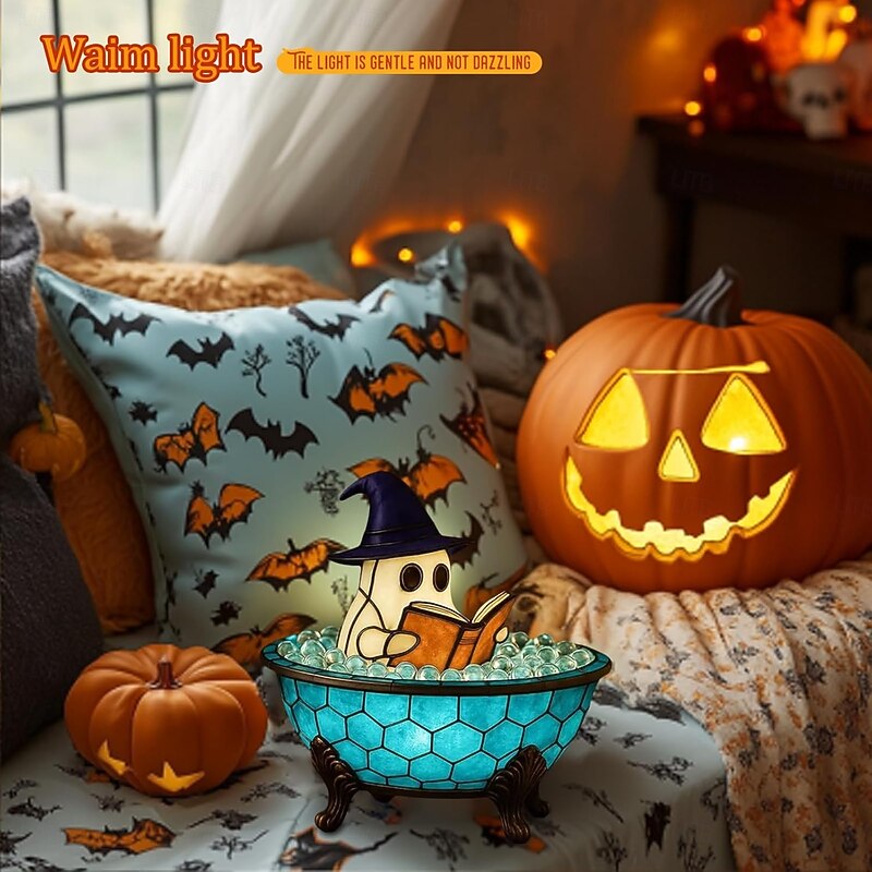 Halloween Ghost Bubble Bath LED Lamp Cute Ghost Night Light for Bathroom Bathtub Decor Color-Changing Mood Light3
