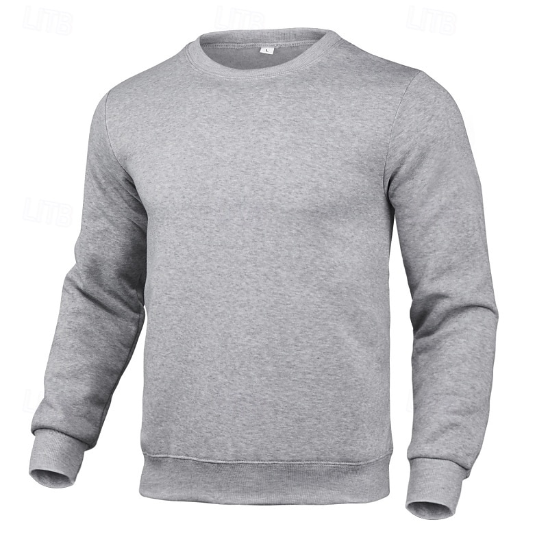 Men's Sweatshirt Fleece Sweatshirt Pullover Fleece lined Hoodie Black White Yellow Pink Red Crew Neck Plain Sports & Outdoor Casual Daily Polyester Streetwear Cool Sportswear Spring &  Fall Clothing