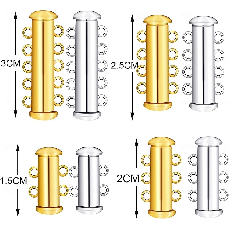 8 Pieces Slide Clasp Lock Necklace Connector Multi Strands Slide Tube Clasps with Storage Box Magnetic Pearl Bracelet DIY Jewelry Findings Multi Row Clasp Set for Layered Necklace Craft Supplies2
